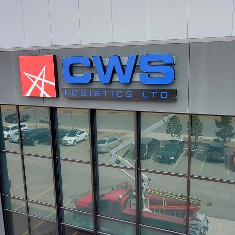 Ecterior Channel Letters for Business CWS Logistics in Edmonton, AB