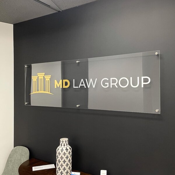 Custom Acrylic Signage for MD Law Group in Edmonton, AB