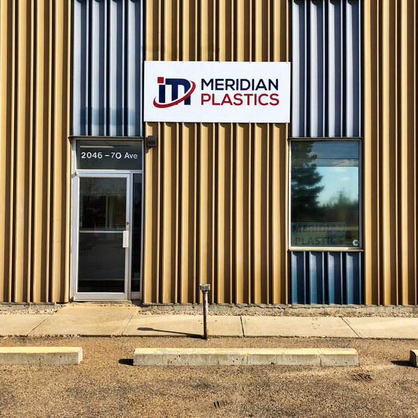 Commercial Exterior Business Signs for Meridian Plastics in Edmonton, AB