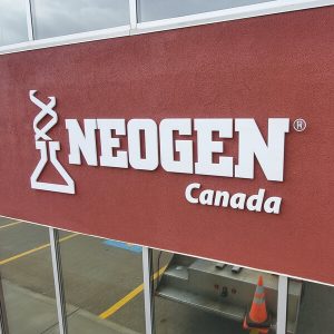 Custom Exterior Signage for Business Neogen in Edmonton, AB