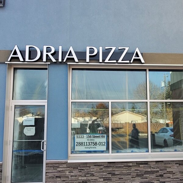 Exterior Business Sign for Adria Pizza in Edmonton, AB