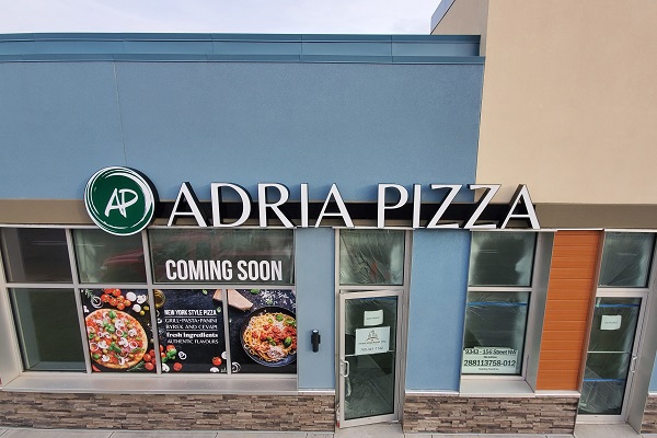 Commercial Channel Letter for Adria Pizza in Edmonton, AB