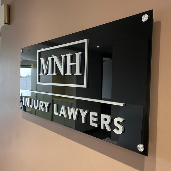 Acrylic indoor signs for Injury Lawyers in Edmonton, AB