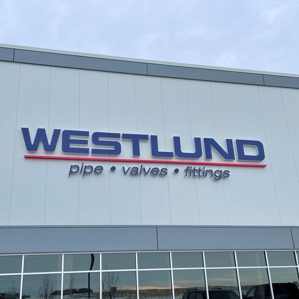 Storefront channel letter sign for Westlund by 3sixty Signs in Edmonton, AB 