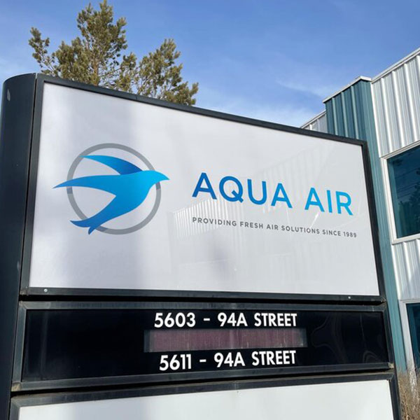 Commercial pole sign for Aqua Air by 3sixty Signs in Edmonton, AB 