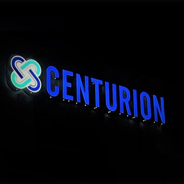 Lighted channel letters for Centurion by 3sixty Signs in Edmonton, AB 